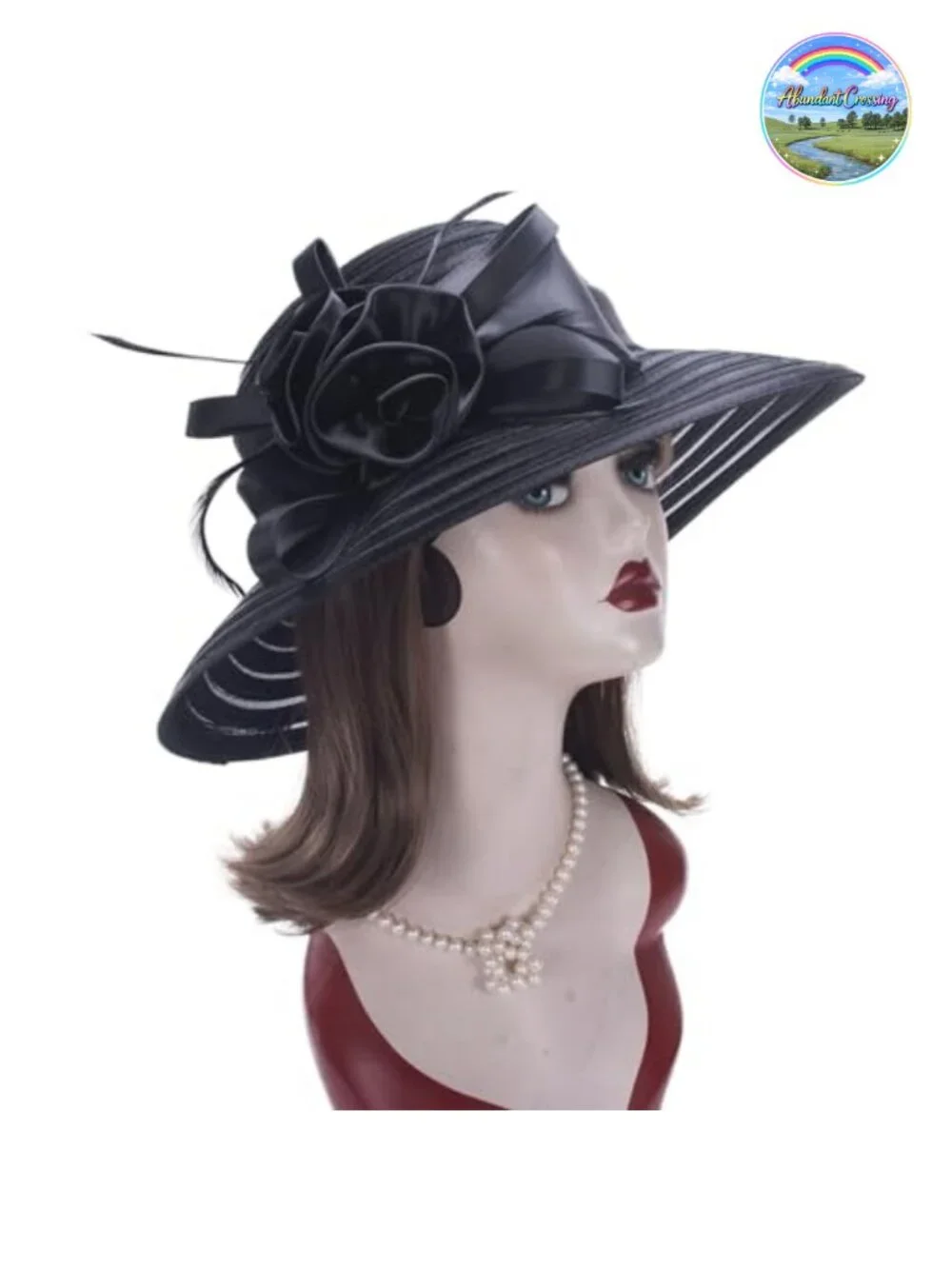 Polyester Satin Ribbon Sun Hat with Floral Pattern, Adjustable, Lightweight